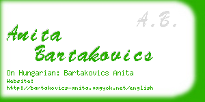 anita bartakovics business card